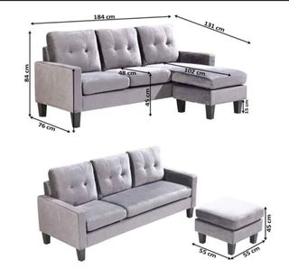 NUEVO sofa chaise longue con puff TEIDE negro