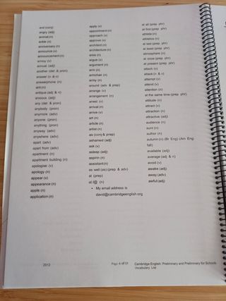 Exámenes ABAU inglés + vocabulario