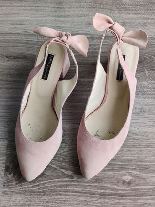 Zapatos rosas palo con tacón 