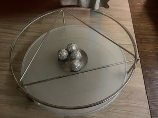 Sofa rinconera piel NUEVO + Mesa cristal redonda