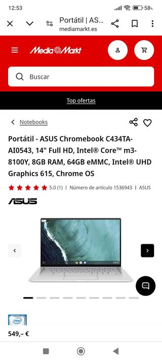 CHROMEBOOK ASUS 14" NUEVO