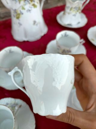Juego de café de porcelana blanca antiguo tazas