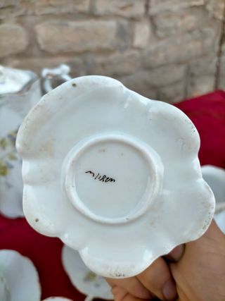 Juego de café de porcelana blanca antiguo tazas