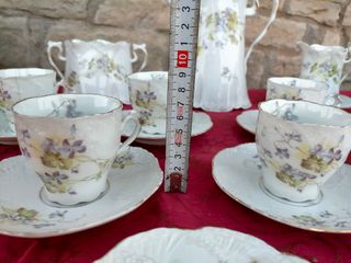 Juego de café de porcelana blanca antiguo tazas