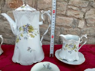 Juego de café de porcelana blanca antiguo tazas