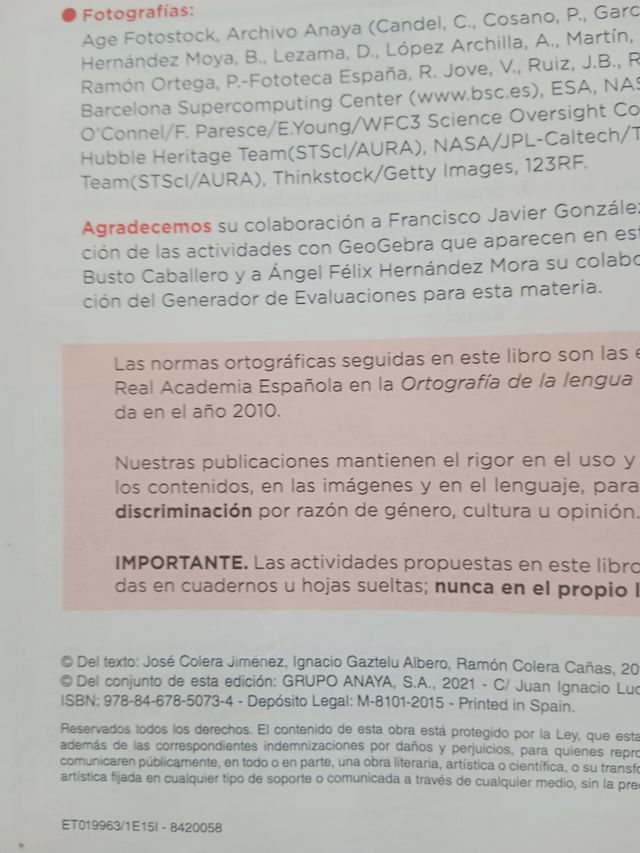 Libro matemáticas 1 eso