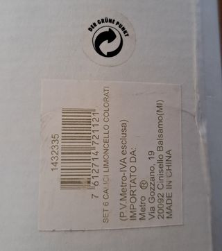 Set di 6 bicchieri colorati da liquore