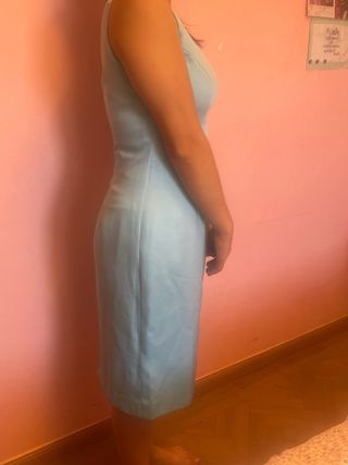 Vestido con chaqueta azul turquesa MODISTA