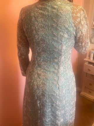 Vestido con chaqueta azul turquesa MODISTA