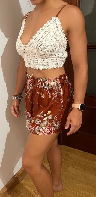 conjunto top ganchillo y pantalon