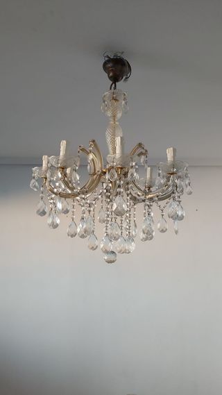 LÁMPARA DE CRISTAL Y LÁGRIMAS 6 BRAZOS