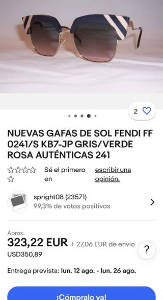 Gafas Fendi. Oportunidad (ver capturas pvp)