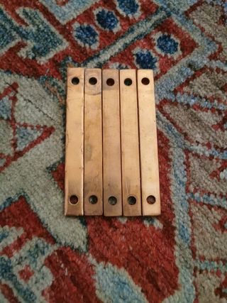 5 stecche di rame 100x12x3 mm usate 