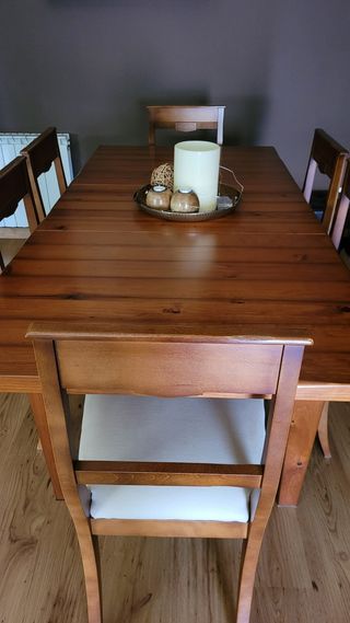 6 sillas de pino macizas color castaño