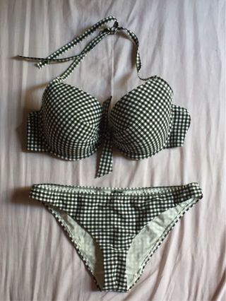Bikini Etam 90D 38-40. Copa dura. Cuadros vichy