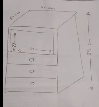 Cajonera muy espaciosa 89 alto x 54 cm fondo
