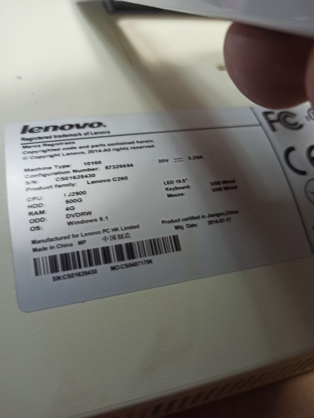 Ordenador Lenovo c260 funciona piezas