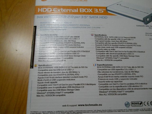HDD External Box 3.5'' sata - usb 2.0 Techmade