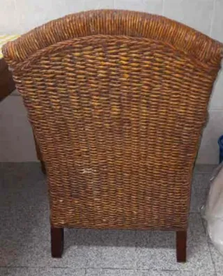 Butaca o sillón madera y ratan