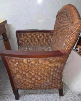 Butaca o sillón madera y ratan