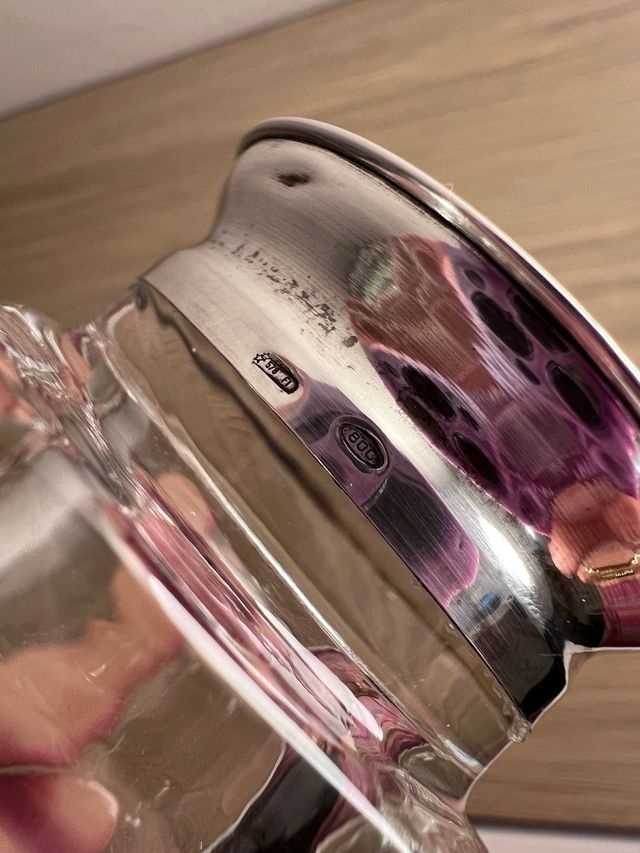 Piccolo vasetto cristallo e argento