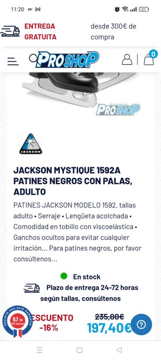 Patines artístico hielo Jackson Mystique 1592