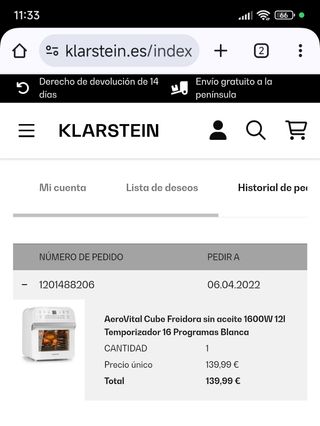 Aerovital Klarstein Airfryer Freidora