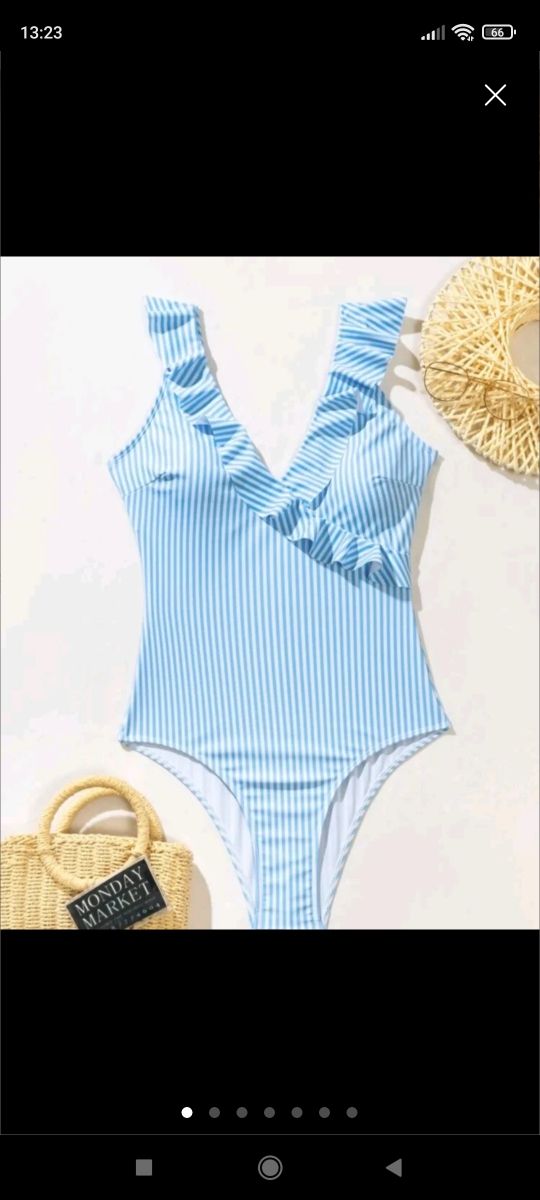 Bañador rayas azul y blanco con volantes