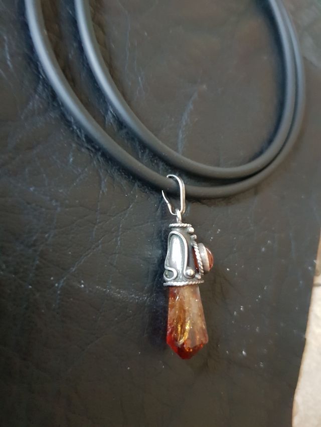 Cojunto colgante plata y piedra natural amuleto