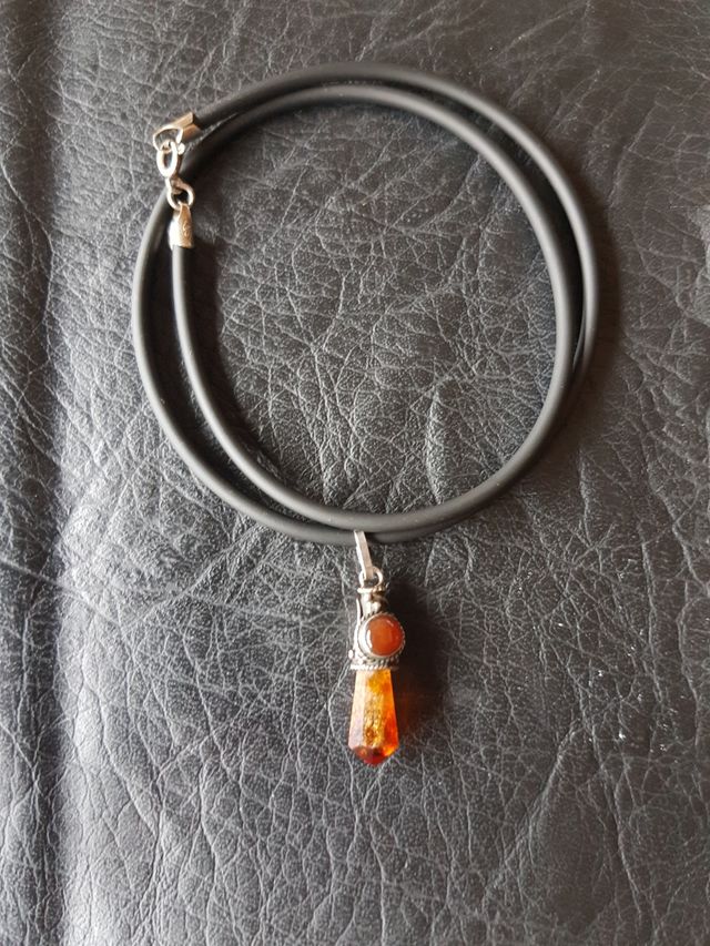 Cojunto colgante plata y piedra natural amuleto