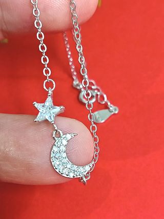 Pulsera Luna y Estrella De Plata De Ley 925 