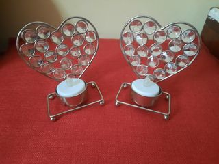 2 cuori portacandele 