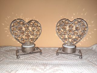 2 cuori portacandele 