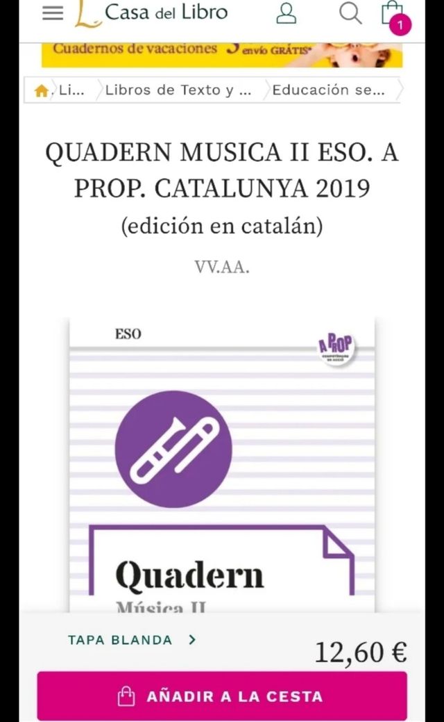 Quadern Música II ISBN 9788430778423