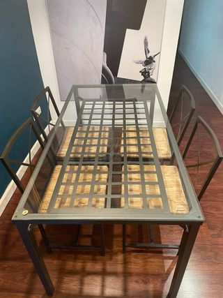 Mesa IKEA hierro cristal