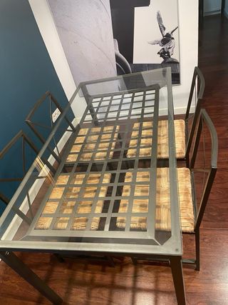 Mesa IKEA hierro cristal