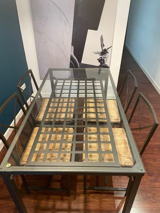 Mesa IKEA hierro cristal