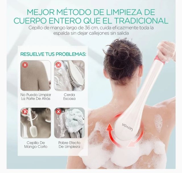 Cepillo eléctrico espalda ducha 4 en 1.