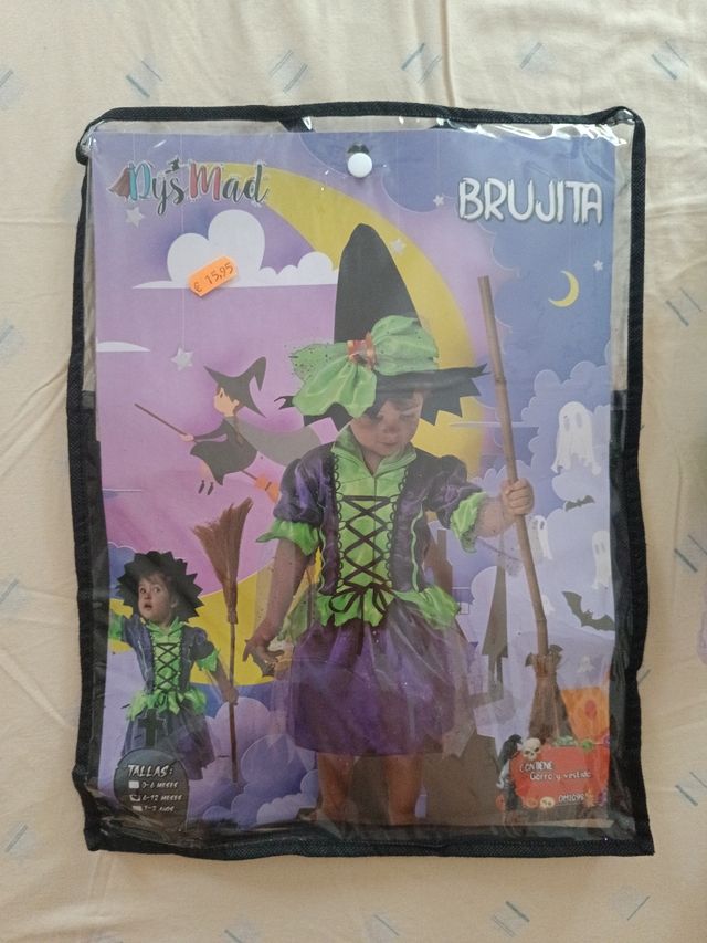 Disfraz bebé bruja nuevo. 6-12 meses