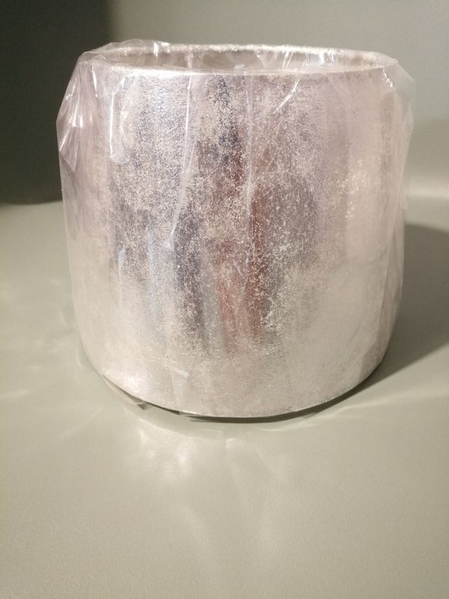 Pantalla lámpara sobremesa color plata vieja