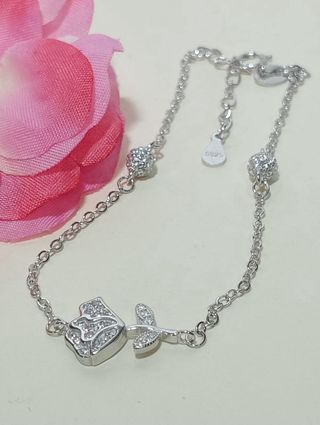 Pulsera Rosa De Plata De Ley 925