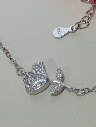 Pulsera Rosa De Plata De Ley 925