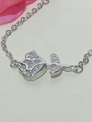 Pulsera Rosa De Plata De Ley 925