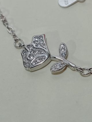 Pulsera Rosa De Plata De Ley 925