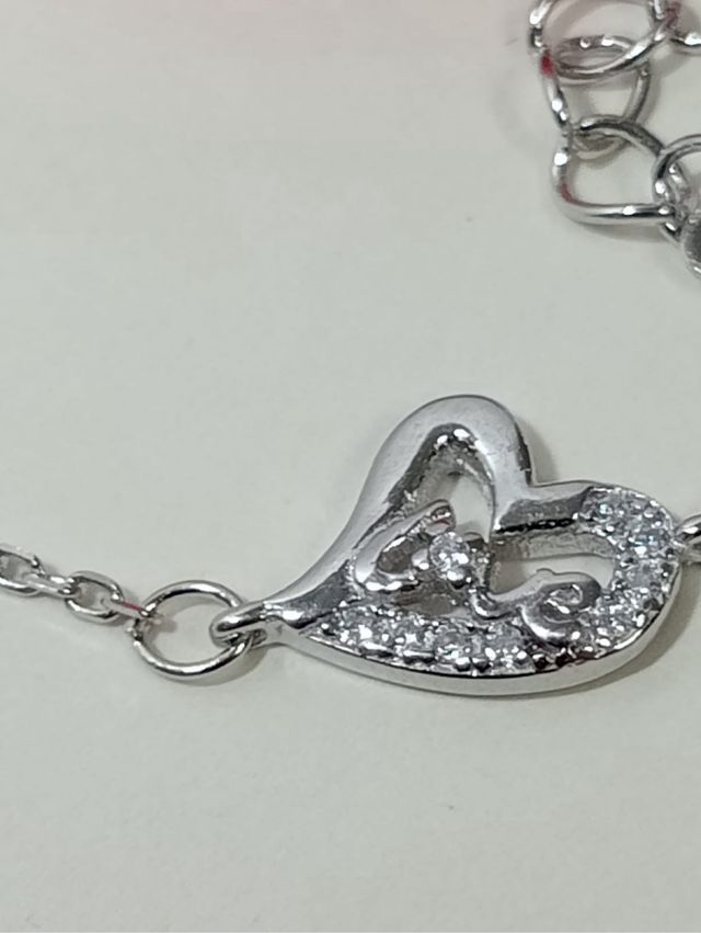 Pulsera Corazón De Plata De Ley 925