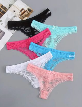 Pack de 6 tangas de encaje floral 