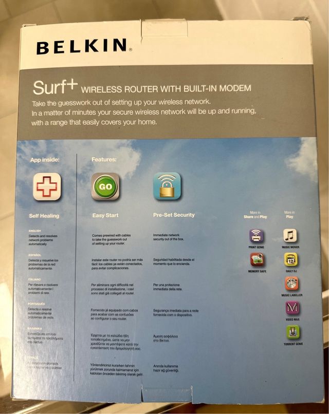 Belkin Surf+ Modem Router Wireless ADSL