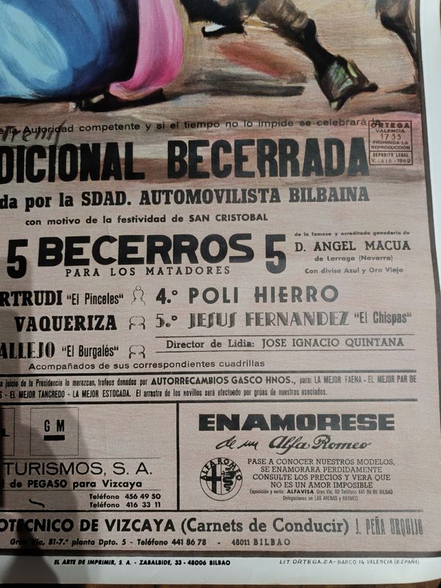 Antico cartello della corrida