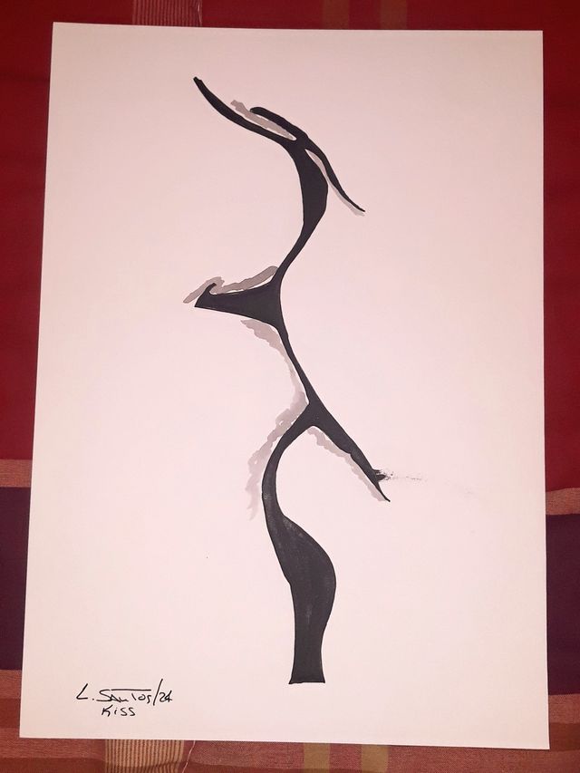 The Kiss Lamina Minimalista Fundo Preto (A4)