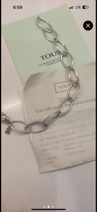 Pulsera tous plata